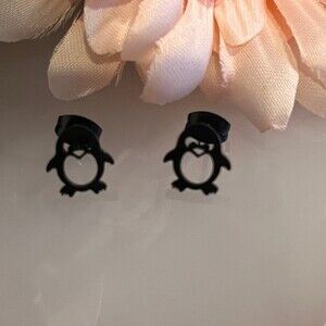 Black Penguin Stud Earrings – Cute, Fun, Stainless Steel for All Ages! NWT